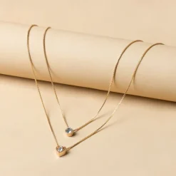 1PC Chain Necklace Layered Necklace For Women's Crystal Clear Wedding Party Evening Daily Crystal Alloy Heart
