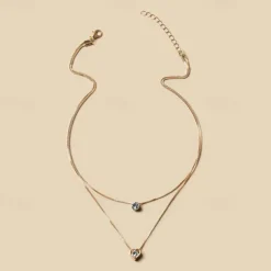 1PC Chain Necklace Layered Necklace For Women's Crystal Clear Wedding Party Evening Daily Crystal Alloy Heart