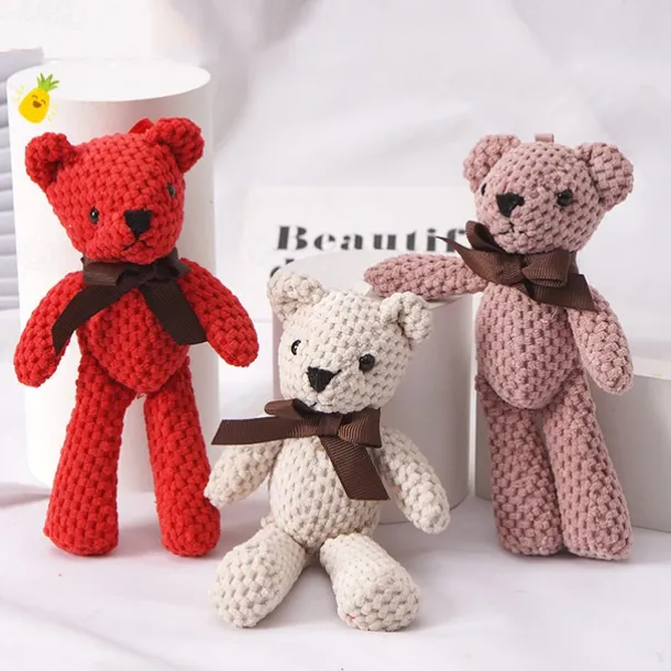 10pc 15cm/5.9in Bear Stuffed Plush Toys Cute Dress Key Pendant Dolls Gifts Birthday Wedding Party Decor easter gift Christmas Halloween Gift(5 Colors)