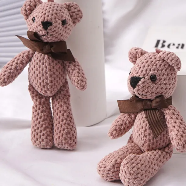 10pc 15cm/5.9in Bear Stuffed Plush Toys Cute Dress Key Pendant Dolls Gifts Birthday Wedding Party Decor easter gift Christmas Halloween Gift(5 Colors)