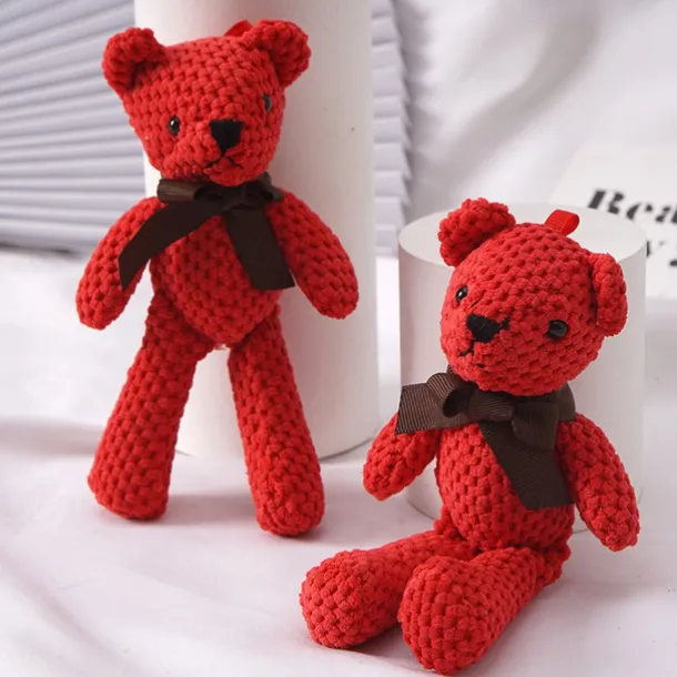 10pc 15cm/5.9in Bear Stuffed Plush Toys Cute Dress Key Pendant Dolls Gifts Birthday Wedding Party Decor easter gift Christmas Halloween Gift(5 Colors)