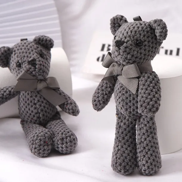 10pc 15cm/5.9in Bear Stuffed Plush Toys Cute Dress Key Pendant Dolls Gifts Birthday Wedding Party Decor easter gift Christmas Halloween Gift(5 Colors)