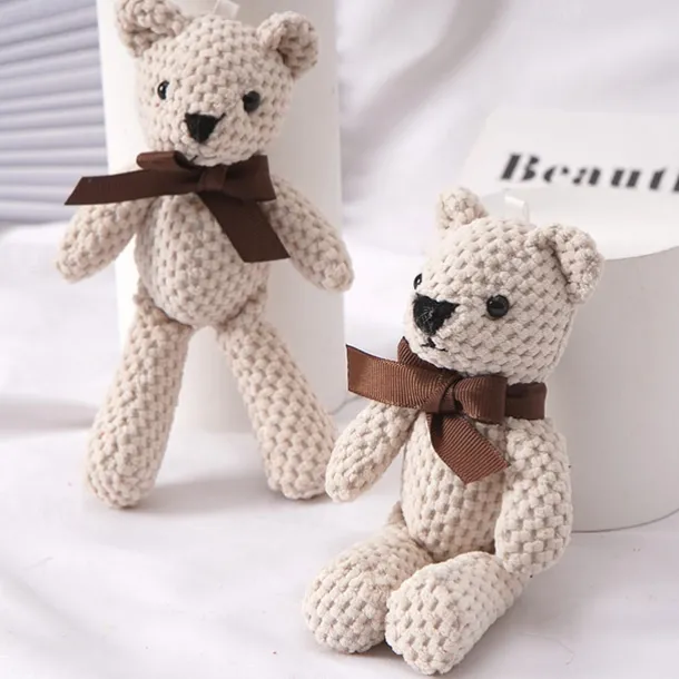 10pc 15cm/5.9in Bear Stuffed Plush Toys Cute Dress Key Pendant Dolls Gifts Birthday Wedding Party Decor easter gift Christmas Halloween Gift(5 Colors)