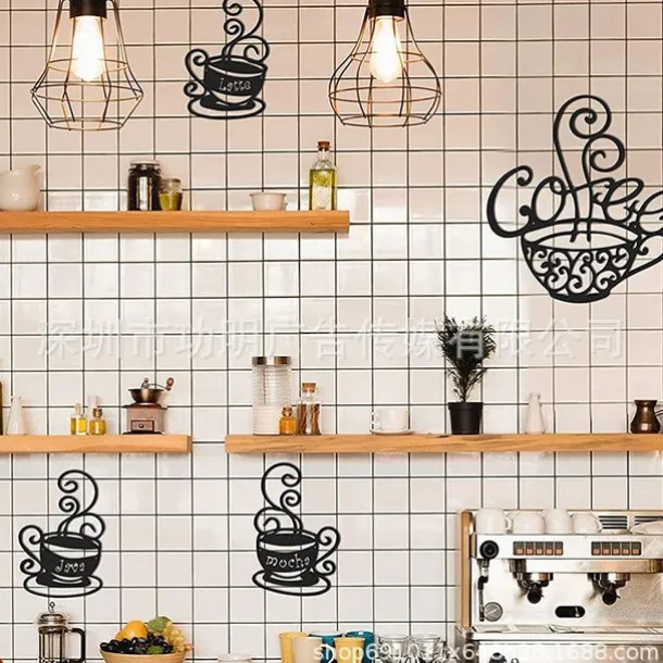 1pc Coffee Cup Metal Wall Art Outdoor Decor Rust Proof Wall Sculpture Ideal For Garden, Home, Farmhouse, Patio And Bedroom