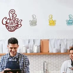 1pc Coffee Cup Metal Wall Art Outdoor Decor Rust Proof Wall Sculpture Ideal For Garden, Home, Farmhouse, Patio And Bedroom