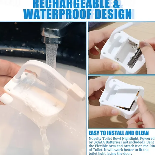 1pc Color Changing LED Toilet Bowl Light with Motion Sensor - Enhance Your Bathroom Experience with Ease Transform Your Bathroom with a Color-Changing LED Toilet Bowl Light - No Batteries Required!