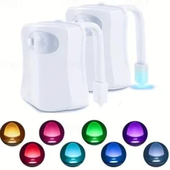 1pc Color Changing LED Toilet Bowl Light with Motion Sensor - Enhance Your Bathroom Experience with Ease Transform Your Bathroom with a Color-Changing LED Toilet Bowl Light - No Batteries Required!