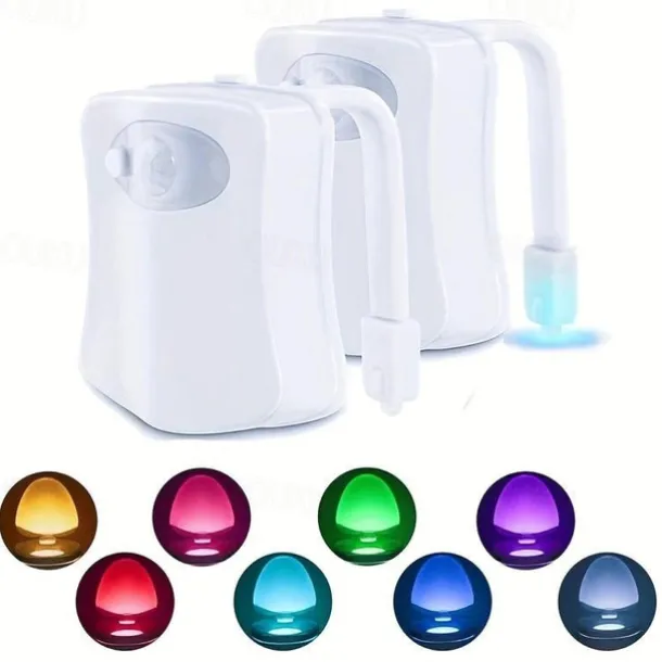 1pc Color Changing LED Toilet Bowl Light with Motion Sensor - Enhance Your Bathroom Experience with Ease Transform Your Bathroom with a Color-Changing LED Toilet Bowl Light - No Batteries Required!