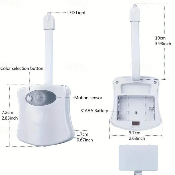 1pc Color Changing LED Toilet Bowl Light with Motion Sensor - Enhance Your Bathroom Experience with Ease Transform Your Bathroom with a Color-Changing LED Toilet Bowl Light - No Batteries Required!