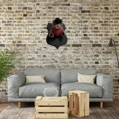 1pc Contemporary Cowboy Bandit Taxidermy Squirrel Wall Hanging Decor, Faux Hedgehog with Hat and Scarf, No Feather, No Power Needed