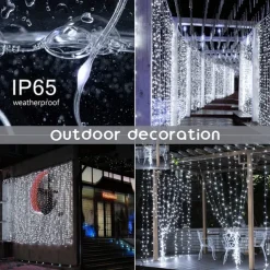 1pc Curtain Lights 300 LED Curtain Fairy Lights with Remote 8 Modes 9.8 9.8 Ft Curtain String Lights Waterproof USB Plug In Copper Wire Lights For Bedroom Window Chrismas Wedding Party