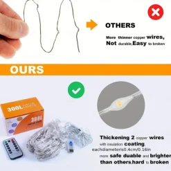 1pc Curtain Lights 300 LED Curtain Fairy Lights with Remote 8 Modes 9.8 9.8 Ft Curtain String Lights Waterproof USB Plug In Copper Wire Lights For Bedroom Window Chrismas Wedding Party