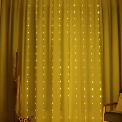 1pc Curtain Lights 300 LED Curtain Fairy Lights with Remote 8 Modes 9.8 9.8 Ft Curtain String Lights Waterproof USB Plug In Copper Wire Lights For Bedroom Window Chrismas Wedding Party