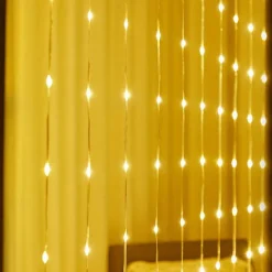 1pc Curtain Lights 300 LED Curtain Fairy Lights with Remote 8 Modes 9.8 9.8 Ft Curtain String Lights Waterproof USB Plug In Copper Wire Lights For Bedroom Window Chrismas Wedding Party