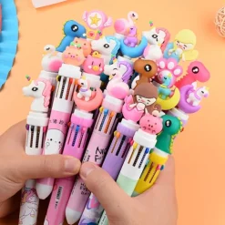 1pc Cute 10 Colors Transparent Shape Retractable Ball Pen Cute Animal Shuttle Pen Gift For Kids, Back to School Supplies