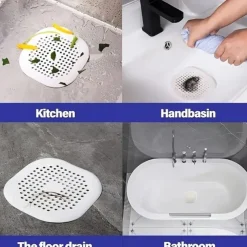 2pc Drain Hair Catcher With Suction Cup Durable Silicone Square Drain Cover For Shower Anti Sink Clogging Floor Cover Shower Drain Hair Outlet Filter For Bathroom Tub And Kitchen