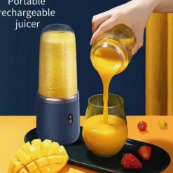 1pc Dual Cup Electric Juicer Portable Rechargeable Juice Blender Cup Multi-Function Fruit & Vegetable Juice Maker Cup For Home Kitchen Car Charging Power Bank & Laptop Charging Outdoor Picnic