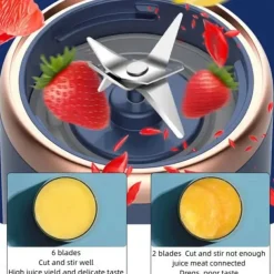 1pc Dual Cup Electric Juicer Portable Rechargeable Juice Blender Cup Multi-Function Fruit & Vegetable Juice Maker Cup For Home Kitchen Car Charging Power Bank & Laptop Charging Outdoor Picnic