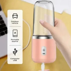 1pc Dual Cup Electric Juicer Portable Rechargeable Juice Blender Cup Multi-Function Fruit & Vegetable Juice Maker Cup For Home Kitchen Car Charging Power Bank & Laptop Charging Outdoor Picnic