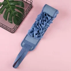 1pc Exfoliating Back Scrubber For Shower, Double Sided Exfoliating Cloth With Strap, Long Handle Back Scrubber Cloth, Body Scrubber, Sponge Back Washer Cleaner, For Women Men Deep Body Washing