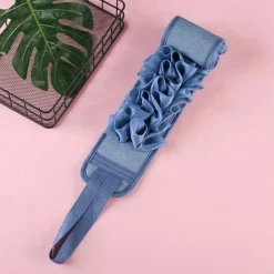 1pc Exfoliating Back Scrubber For Shower, Double Sided Exfoliating Cloth With Strap, Long Handle Back Scrubber Cloth, Body Scrubber, Sponge Back Washer Cleaner, For Women Men Deep Body Washing