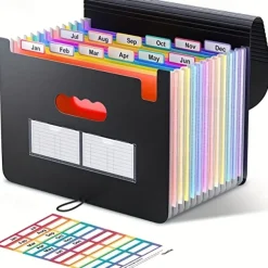 1pc Expanding File Folder 13/25 Pockets Accordian File Organizer Portable Expandable Plastic Filing Box Accordion Bill/Paper/Document/Receipt Organizer Folders (A4/Letter Size), Back to School Gift