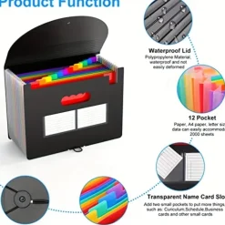1pc Expanding File Folder 13/25 Pockets Accordian File Organizer Portable Expandable Plastic Filing Box Accordion Bill/Paper/Document/Receipt Organizer Folders (A4/Letter Size), Back to School Gift