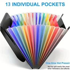 1pc Expanding File Folder 13/25 Pockets Accordian File Organizer Portable Expandable Plastic Filing Box Accordion Bill/Paper/Document/Receipt Organizer Folders (A4/Letter Size), Back to School Gift