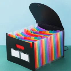 1pc Expanding File Folder 13/25 Pockets Accordian File Organizer Portable Expandable Plastic Filing Box Accordion Bill/Paper/Document/Receipt Organizer Folders (A4/Letter Size), Back to School Gift