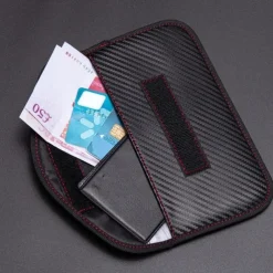 1pc Faraday Bag For Phones Car Keys RFID Signal Blocking Bag Carbon Fiber Case Privacy Protection Key Fob, Anti-Tracking Anti-Hacking Case BlockerYou can clic