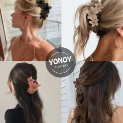 1PC Flower Hair Clips for Women,Non-Slip Matte Flower Hair Clips for Women,Hawaiian Hair Flower Clip Large Plumeria Hair Clip Strong Hold Hair Claws Cute Clip Beach Hair Accessories