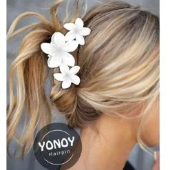 1PC Flower Hair Clips for Women,Non-Slip Matte Flower Hair Clips for Women,Hawaiian Hair Flower Clip Large Plumeria Hair Clip Strong Hold Hair Claws Cute Clip Beach Hair Accessories