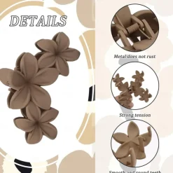 1PC Flower Hair Clips for Women,Non-Slip Matte Flower Hair Clips for Women,Hawaiian Hair Flower Clip Large Plumeria Hair Clip Strong Hold Hair Claws Cute Clip Beach Hair Accessories