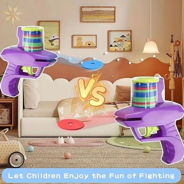 2pc Fun Foam Disc Blaster - Handheld Shooter with Soft Foam Discs for Indoor and Outdoor Play - Perfect Birthday Gift or School Class Prize for Boys and Girls