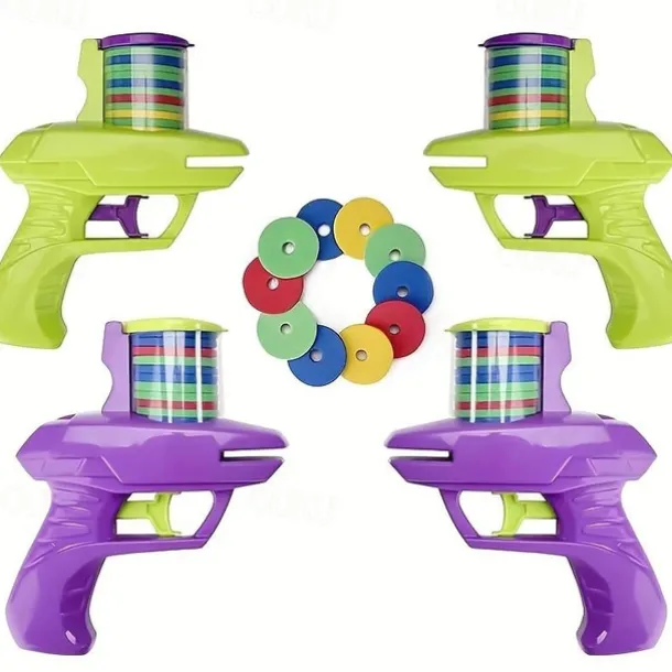 2pc Fun Foam Disc Blaster - Handheld Shooter with Soft Foam Discs for Indoor and Outdoor Play - Perfect Birthday Gift or School Class Prize for Boys and Girls