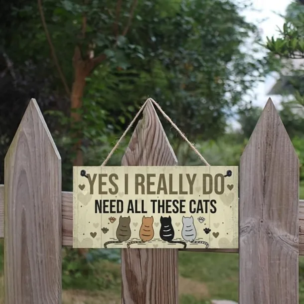 1pc, Funny Cats Signs Wooden Plaques With Sayings "YES I REALLY DO NEED ALL THESE CATS" Wooden Plaque Pet Lover Gift Decorative Sign Wall Hanging Sign Hanging Plaques Wall Decor For Home Room Garden Decor 7.9*3.9in
