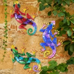 1pc Gecko Metal Wall Art Decor 3D Gecko Hanging Metal Wall Art Hanging Wall Decor For Indoor Outdoor Home Office Bathroom Kitchen Bedroom Living Room Garden 27x43cm/10.6''x16.8''