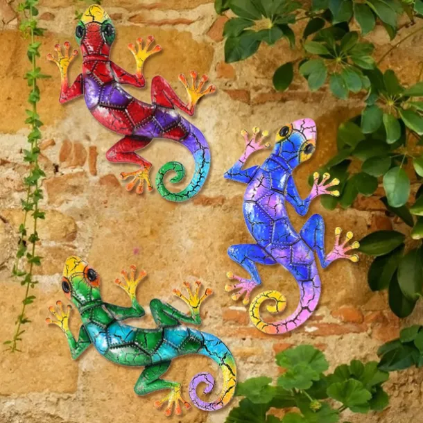 1pc Gecko Metal Wall Art Decor 3D Gecko Hanging Metal Wall Art Hanging Wall Decor For Indoor Outdoor Home Office Bathroom Kitchen Bedroom Living Room Garden 27x43cm/10.6''x16.8''