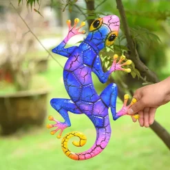 1pc Gecko Metal Wall Art Decor 3D Gecko Hanging Metal Wall Art Hanging Wall Decor For Indoor Outdoor Home Office Bathroom Kitchen Bedroom Living Room Garden 27x43cm/10.6''x16.8''