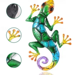 1pc Gecko Metal Wall Art Decor 3D Gecko Hanging Metal Wall Art Hanging Wall Decor For Indoor Outdoor Home Office Bathroom Kitchen Bedroom Living Room Garden 27x43cm/10.6''x16.8''