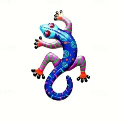 1pc Gecko Metal Wall Art Decor 3D Gecko Hanging Metal Wall Art Hanging Wall Decor For Indoor Outdoor Home Office Bathroom Kitchen Bedroom Living Room Garden 14x21.8cm/5.5''x8.6''