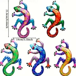 1pc Gecko Metal Wall Art Decor 3D Gecko Hanging Metal Wall Art Hanging Wall Decor For Indoor Outdoor Home Office Bathroom Kitchen Bedroom Living Room Garden 14x21.8cm/5.5''x8.6''