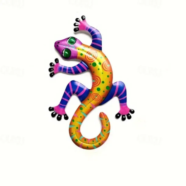 1pc Gecko Metal Wall Art Decor 3D Gecko Hanging Metal Wall Art Hanging Wall Decor For Indoor Outdoor Home Office Bathroom Kitchen Bedroom Living Room Garden 14x21.8cm/5.5''x8.6''