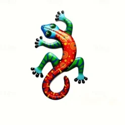 1pc Gecko Metal Wall Art Decor 3D Gecko Hanging Metal Wall Art Hanging Wall Decor For Indoor Outdoor Home Office Bathroom Kitchen Bedroom Living Room Garden 14x21.8cm/5.5''x8.6''