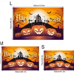 1pc Halloween backcloth Scary Pumpkin Castle backcloth Halloween holiday backcloth Wall decoration hanging cloth Party atmosphere toaster supplies