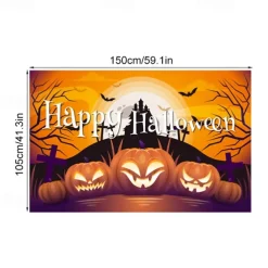 1pc Halloween backcloth Scary Pumpkin Castle backcloth Halloween holiday backcloth Wall decoration hanging cloth Party atmosphere toaster supplies
