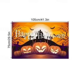 1pc Halloween backcloth Scary Pumpkin Castle backcloth Halloween holiday backcloth Wall decoration hanging cloth Party atmosphere toaster supplies