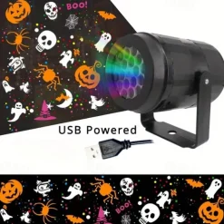 1pc Halloween Projection Light Pumpkin Skull Web Ghost Spider Halloween Indoor and Outdoor Atmosphere Decorative Light