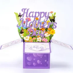 1pc Happy Mother's Day Pop-Up Card With Note Card And Envelope Best Mom Ever 3D Greeting Card Flowers Butterflies Pop Up Box Card Best Gift For Mum Mother Grandmother Stepmother Daughter Woma
