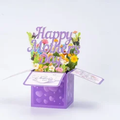 1pc Happy Mother's Day Pop-Up Card With Note Card And Envelope Best Mom Ever 3D Greeting Card Flowers Butterflies Pop Up Box Card Best Gift For Mum Mother Grandmother Stepmother Daughter Woma